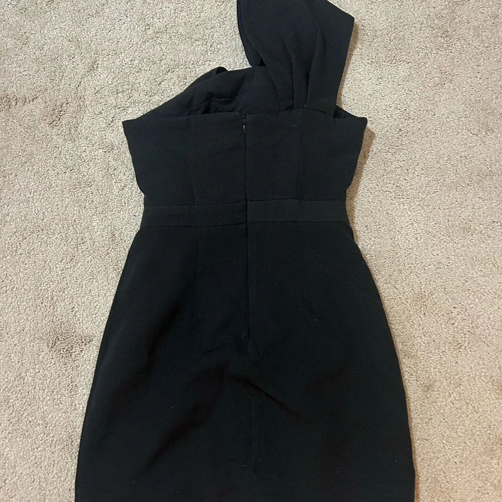 A Classy Chic Boutique Black Asymmetrical Ruffled Mini Dress - Picture 2 of 2